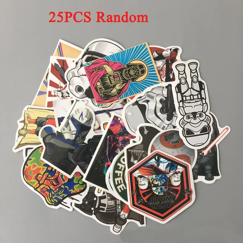 25pcs big sales Горячая 100 шт Звездные войны наклейка s на ноутбук Дети DIY креативная наклейка в стиле граффити для скейтборда багаж гитара холодильник автомобиль всевозможные наклейки - Цвет: 25pcs big sales