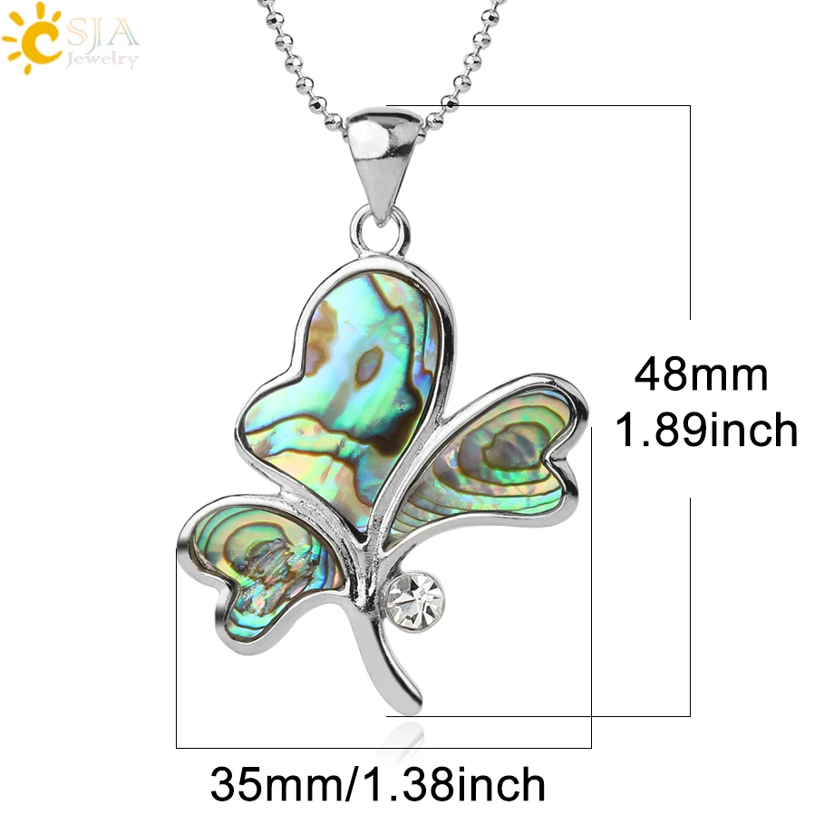 Женская подвеска из натурального абалона CSJA кулон в форме сердца фианита 3 листа