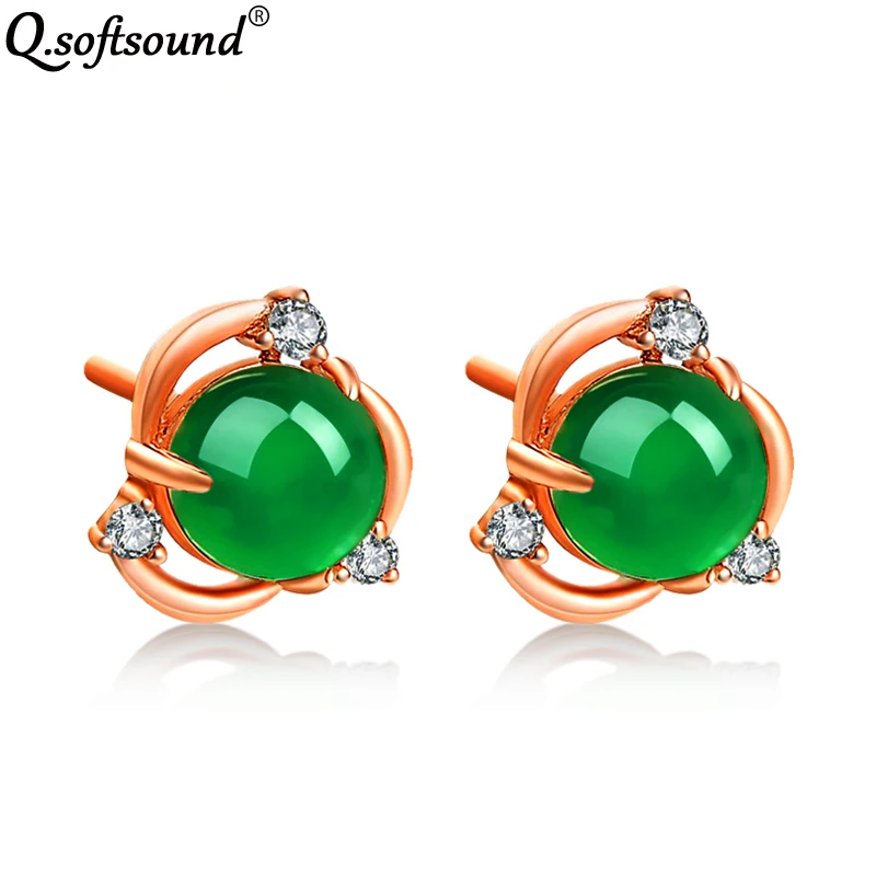 Женские серьги-гвоздики в форме цветка Chrysoprase винтажное ювелирное изделие цвета