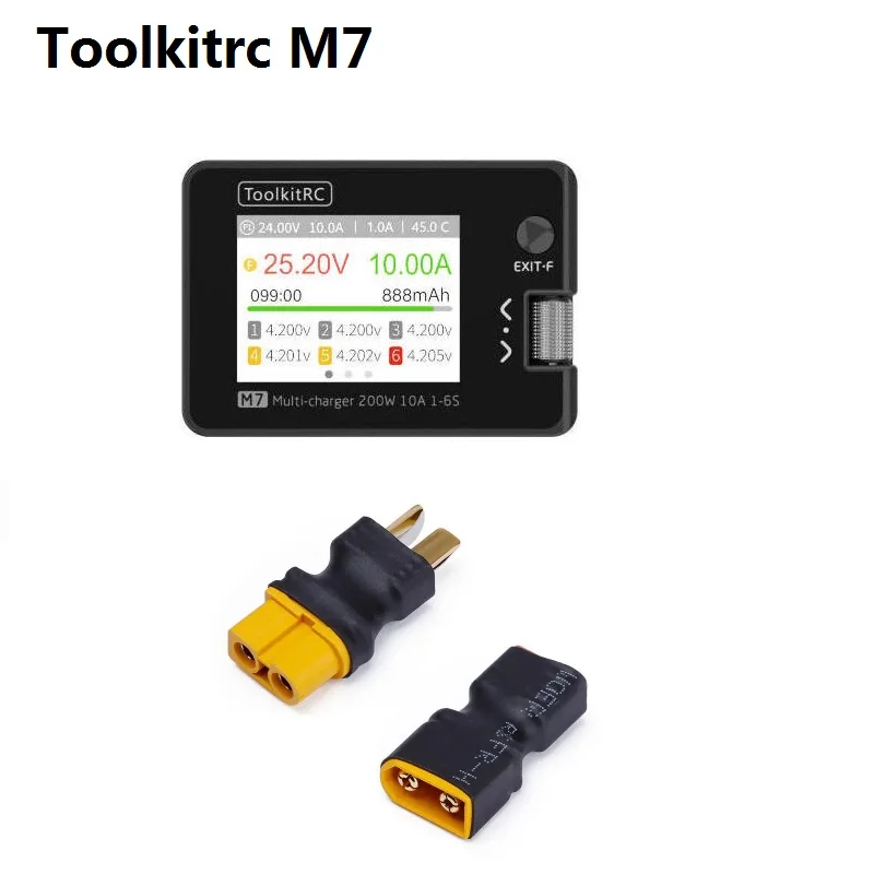 toolkitrc m7 200w 10a dc balance charger discharger for 1 6s lipo battery with with voltage servo checker esc tester receiver free global shipping