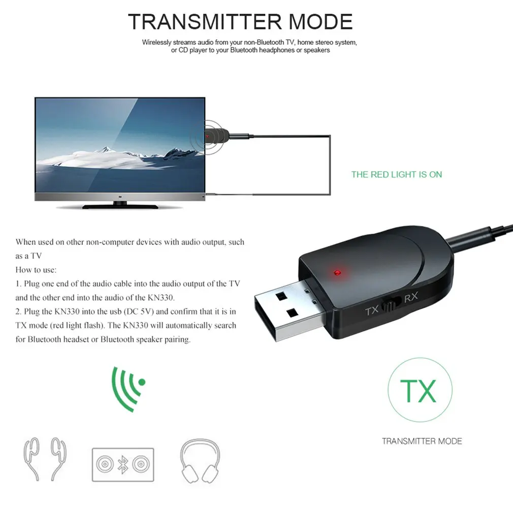 Bluetooth 5 0 аудио приемник передатчик 3 в 1 Мини мм разъем AUX USB стерео музыка