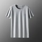 Летняя быстросохнущая ультратонкая шелковая мужская Тонкая сетчатая шелковистая эластичная свободная повседневная спортивная дышащая футболка 5XL с короткими рукавами