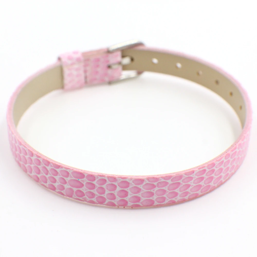 pink 10 шт 8 мм браслет с рисунком "Змеиная кожа" 8 мм* 210 мм pu кожаный браслет DIY Аксессуары подходят 8 мм скользящие подвески - Окраска металла: pink