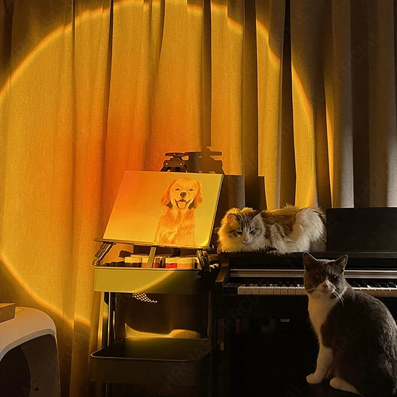 

Sunset Rainbow Projector Night Lights Usb Led Table Lamp Projection Led Lamps Bedroom Coffee Wall Decoration Atmosphere Light