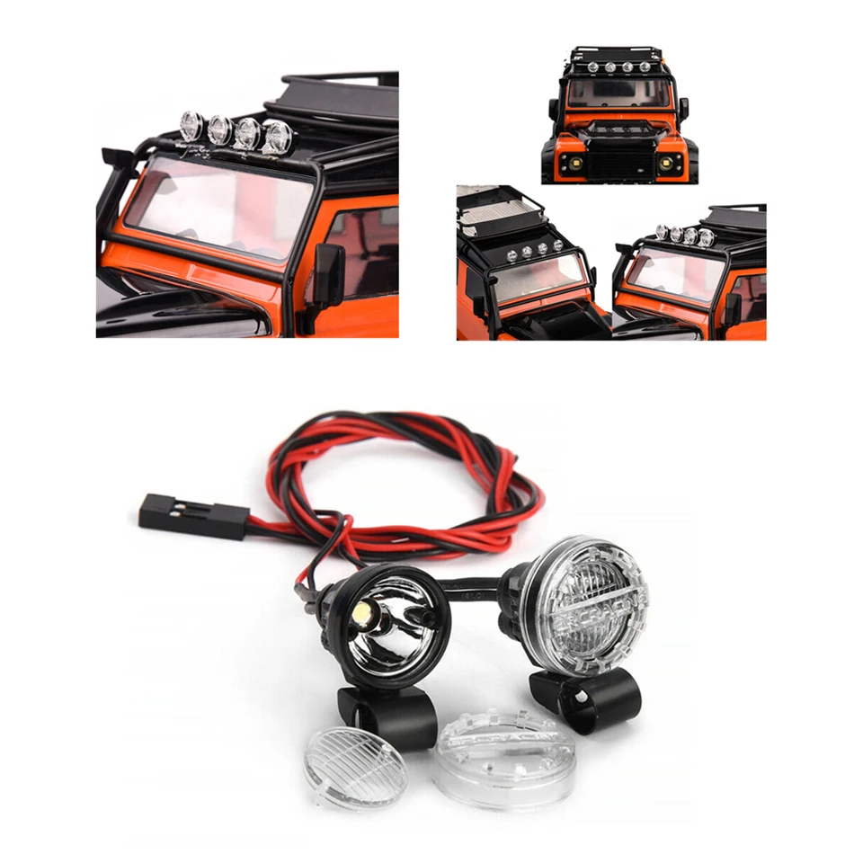

1Pair Super Brightness 2 LED White Light Headlight Spotlight For Axial TRX4 SCX10 1/10 1/8 RC Crawler Car