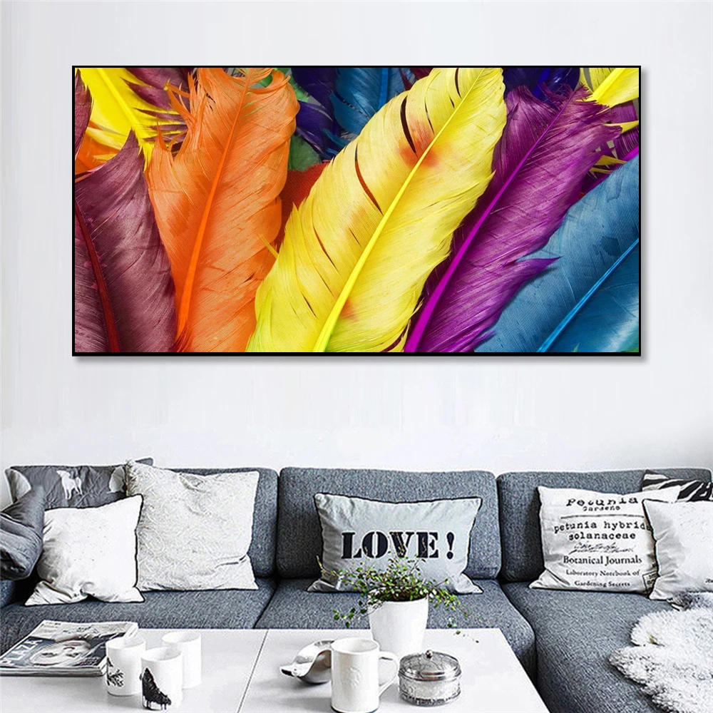 

Modern Abstract Colorful Animals Feather Canvas Art Paintings For Living Room Bedroom Posters Prints Wall Poster Home Decor