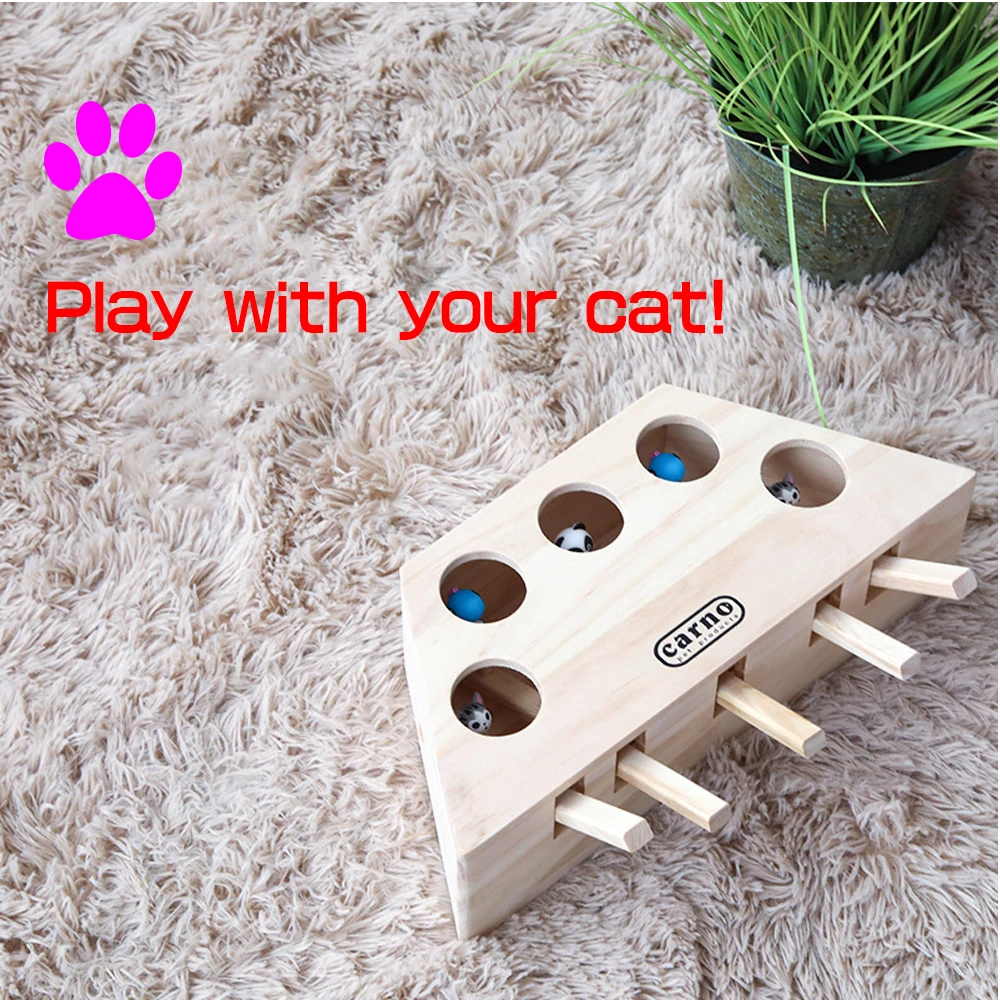 

Cat Funny Toys Solid Wood Cat Toy Recreation Pets Gopher Machine Funny Cat Stick Toy Let The Kitten Practice Hunting
