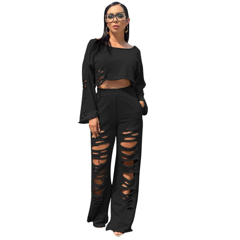 Autumn Two Piece Set Top and Pants Wide Leg High Waist Matching Sets Casual Crop Tops Streetwear 2 Outfits for Women Suit |