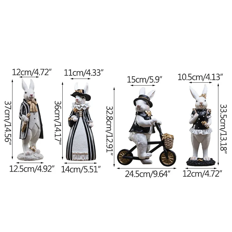 Strongwell европейские черно белые фигурки кроликов статуэтка животного для девочки
