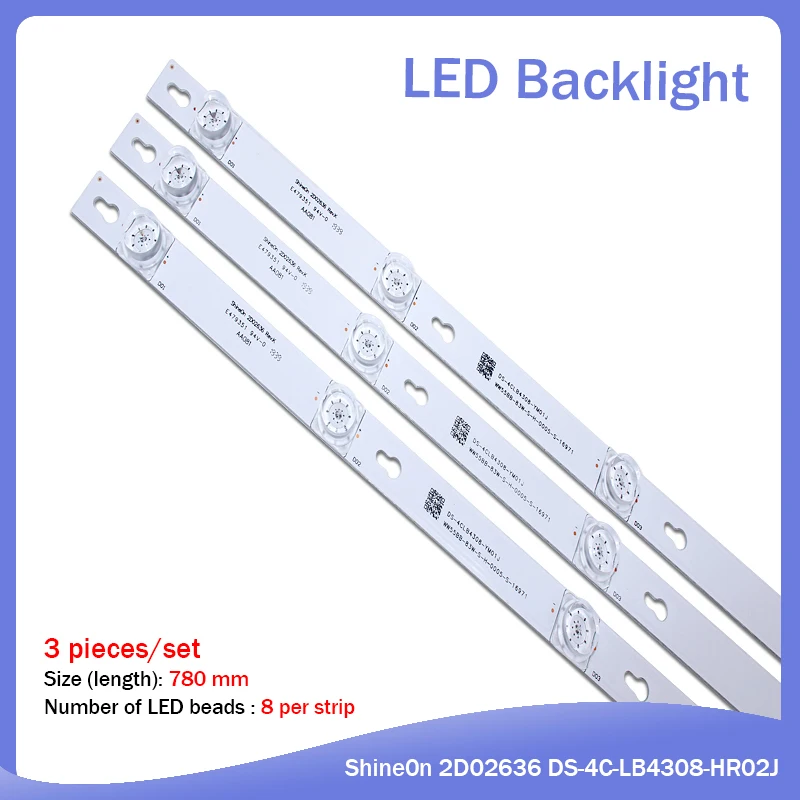 

New 15 pcs/setLED backlight strip 8 lamp for TCL 43"TV D43A810 L43F1B L43P1A-F 43HR330M08A2 V5 Shine0n 2D02636 DS-4C-LB4308-HR