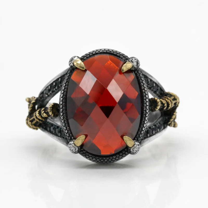 Настоящая искусственная Серебряная красная каменная значок кольцо с