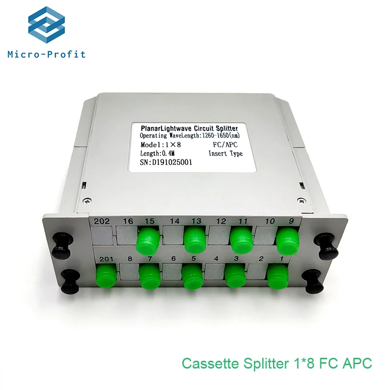 10 шт./лот FC APC 1X8 ПЛК Кассетный встраиваемый Тип SC Волоконно-оптический сплиттер 1x8