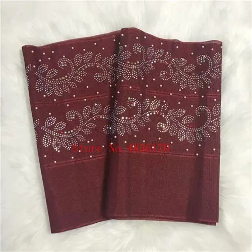 Бургундия Нигерийский ASO OKE тюрбан с камнями высокого качества нигерийский головной галстук из бисера кружевной ткани 2 шт./лот - Цвет: Бургундия