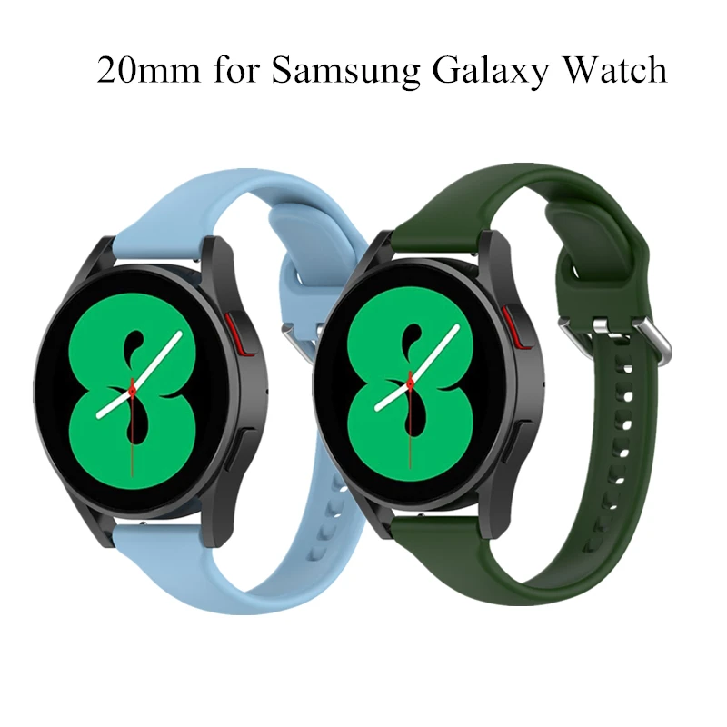 

20mm Silicone Strap For Samsung Galaxy Watch 4 40mm 44mm Class 42mm 46mm Active 2 Garmin venu Vivoactive 3 Amazfit Bip GTS 3