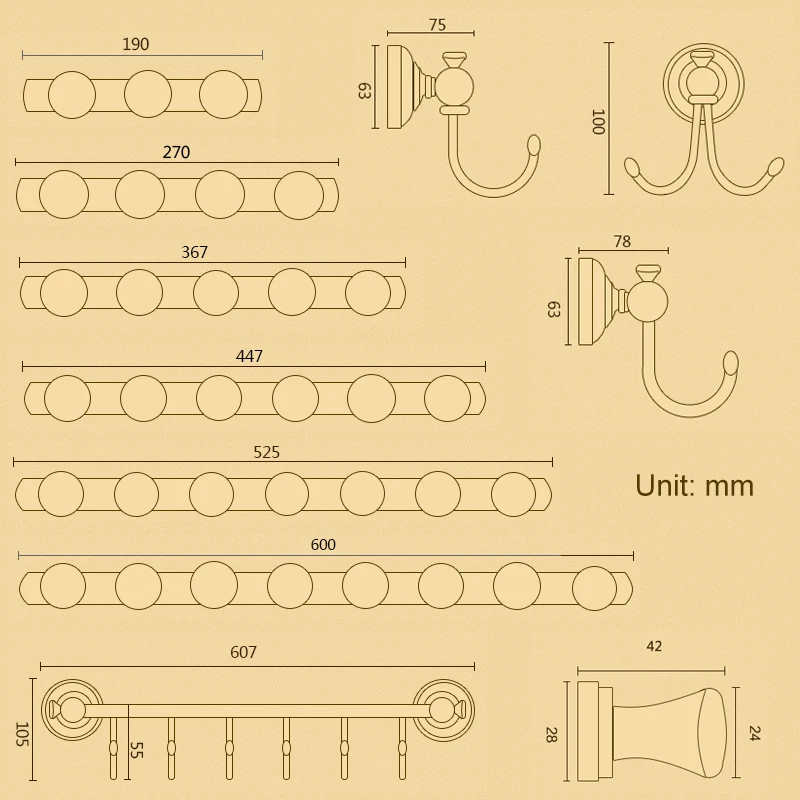 Ряд крючков античная латунь Полотенца крючки ткань для ванной вешалка двери