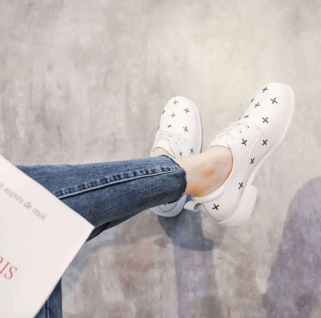 

Shoes Woman 2020 Oxfords Round Toe Female Footwear Low Heels British Style Casual Sneaker Modis New Leather Retro Dress Preppy O