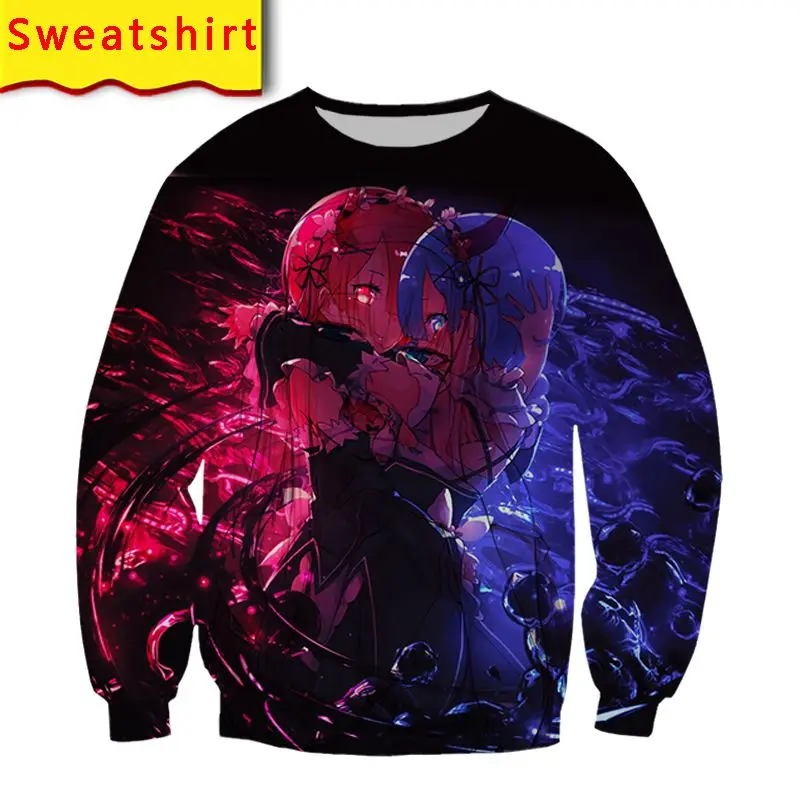 

Re Zero Hoodie Sweatshirt 3d Print Men Harajuku Pullover Anime Clothes