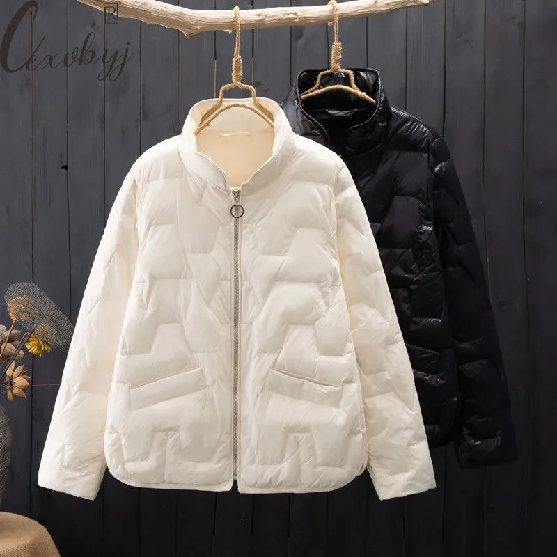 

Ultra Ligth Autumn Winter Coat Women Casual Stand Collar Short Parkas Korean Style Glossy Puffer Jacket Warm Loose Outwear