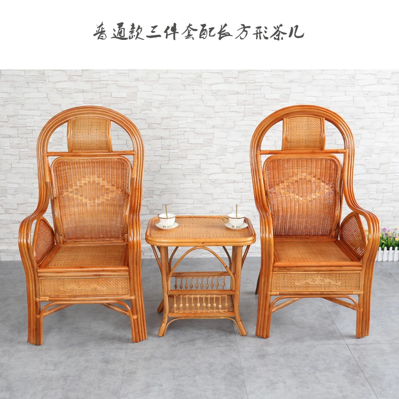 Real rattan chair back single bamboo woven home elderly leisure office modern simple |