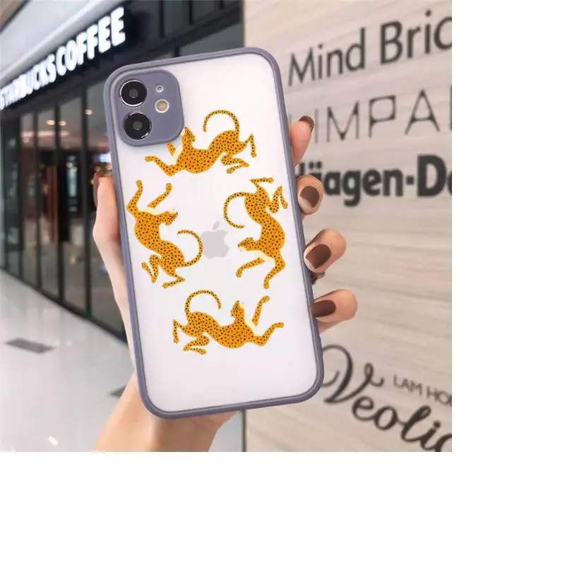 

Cartoon toned animal leopard Phone Case matte transparent For gray iPhone 7 8 x xs xr 11 12 pro plus max mini Funda Clear