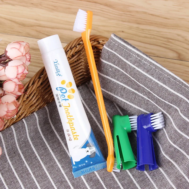 Зубная щетка для домашних животных набор из зубных паст маленьких средних и