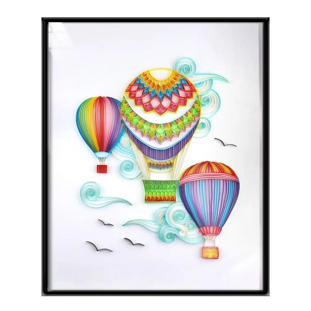 

Hot Air Balloon DIY 3D Quilling Paper Painting Kit Colored Origami Rolling Paper Filigree Painting Tool Kit Paper Crafts
