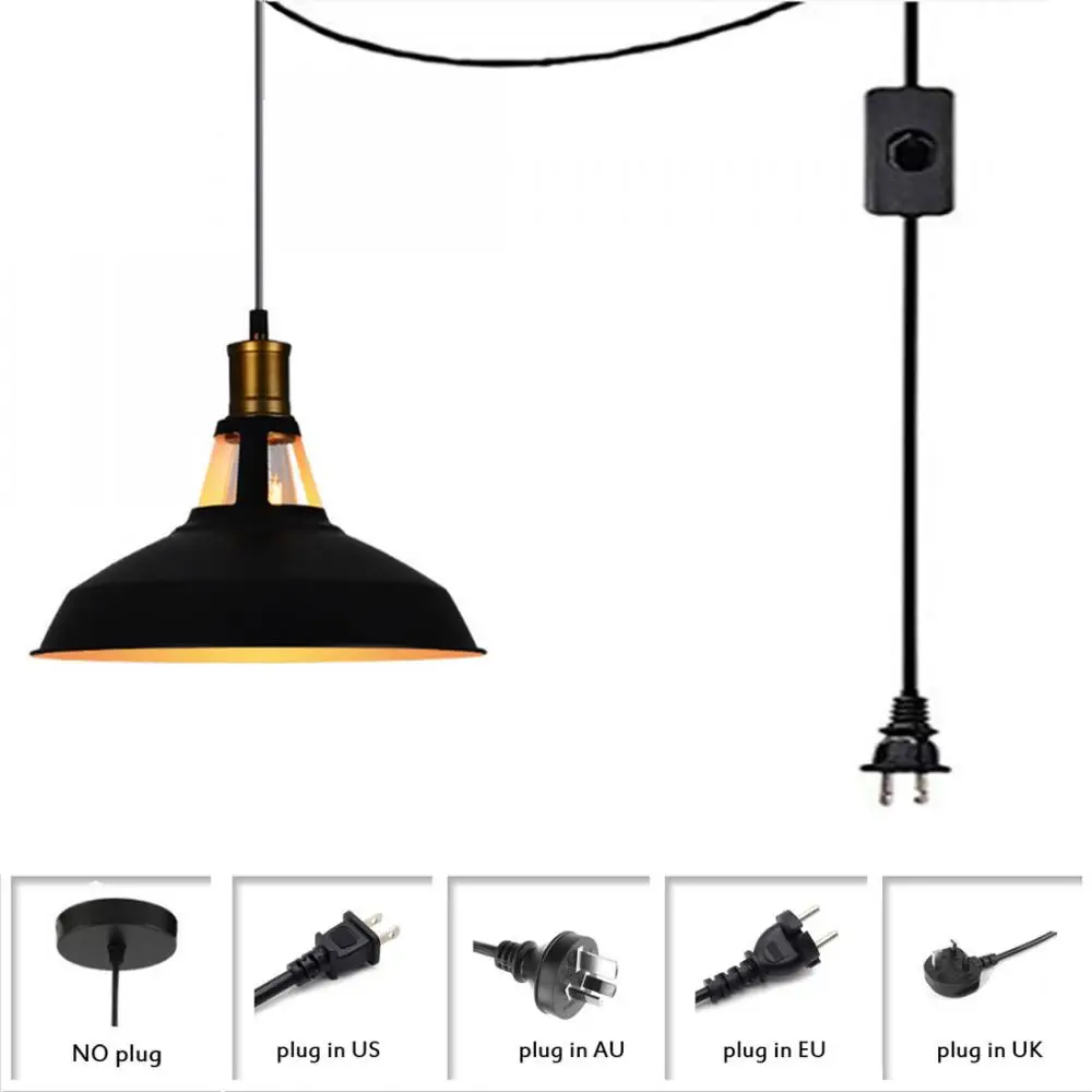 

Подвесной светильник в стиле индастриал, черный Сельский Потолочный Мини-светильник с металлическим абажуром