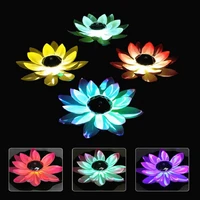 realistic lotus shape solar powered underwater lamp floating fountain pond garden lights led bright swimming pool accessories
