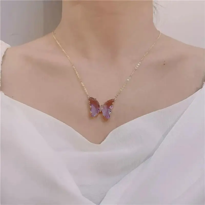 

Korean Super Fairy Girl Crystal Animal Butterfly Decoration Choker Casual Party Wave Necklace Jewelry