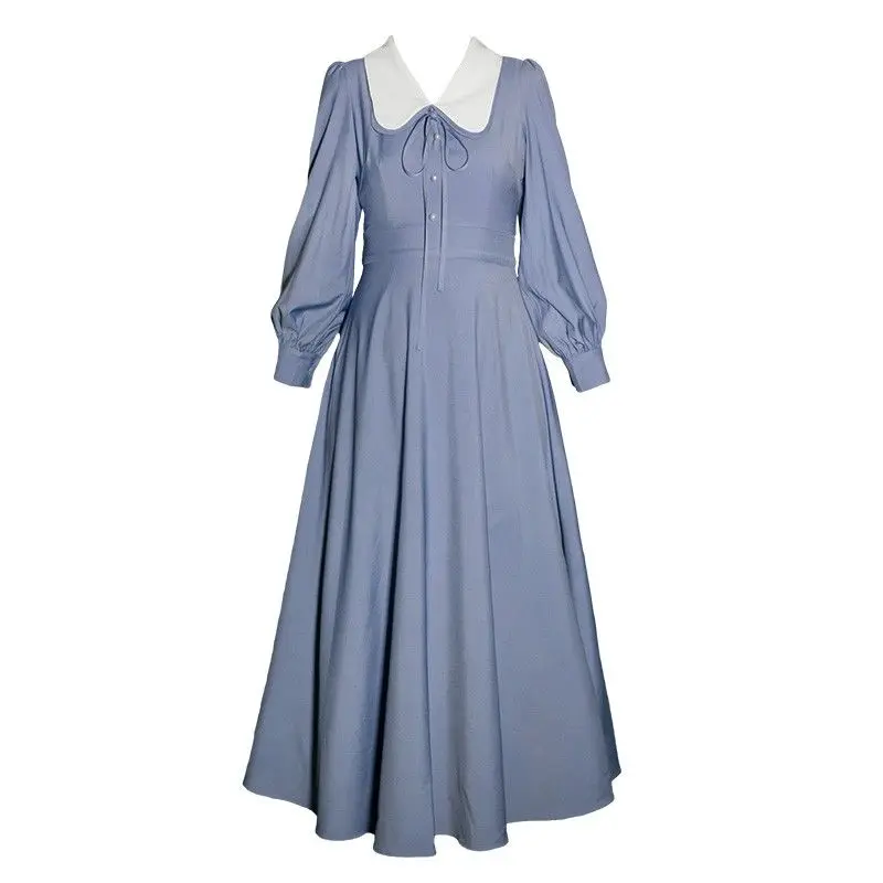 

Sweet Lolita French Retro Hepburn Style Vintage Maid Dress Women's Autumn 2020 New Style Elegant Temperament Lace Dress