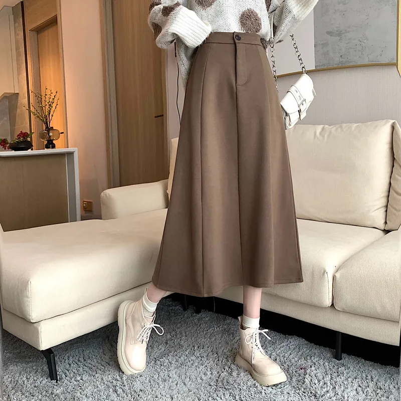 Женские Элегантные Юбки миди с высокой талией 2021 осенние женские повседневные