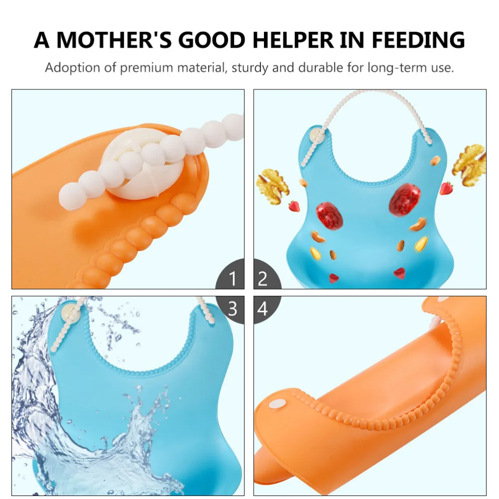 

3pcs Dining Bib Portable Soft Adjustable Foldable Eating Apron Mealtime Bib Feeding Apron for Toddlers Baby