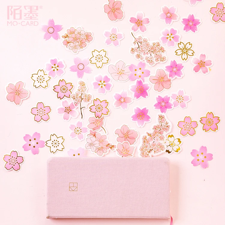 AngelHere Store Sakura Pattern Hot Stamping Decoration Sticker Diary Stationery Personality Planner |