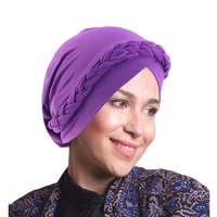 2020 new forehead cross braid turban caps for women muslim head scarf turban femme musulman headwraps underscarf indian hat