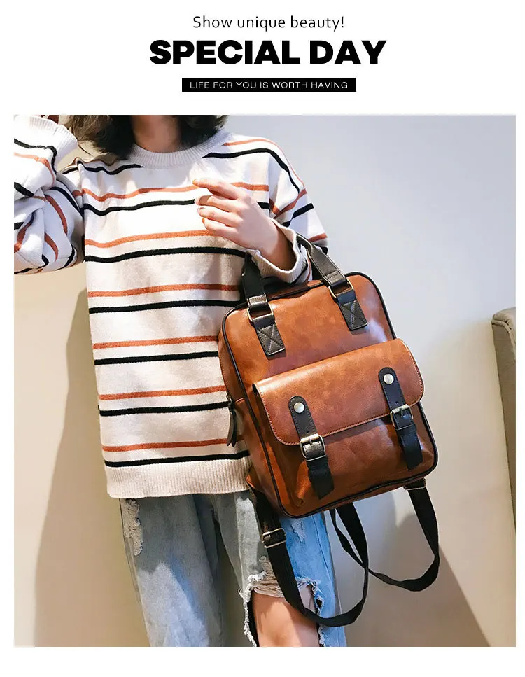 mochila feminina, школьные сумки с защитой от кражи, водонепроницаемые, для путешествий, для ноутбука, коричневый кожаный большой рюкзак для женщин, корейский дизайн