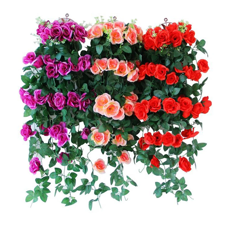 

Artificial Flower Vine False Plant Vine Decoration Wall Rose Artificial Leaves Hanging DIY Home Wedding Decoration Accessories