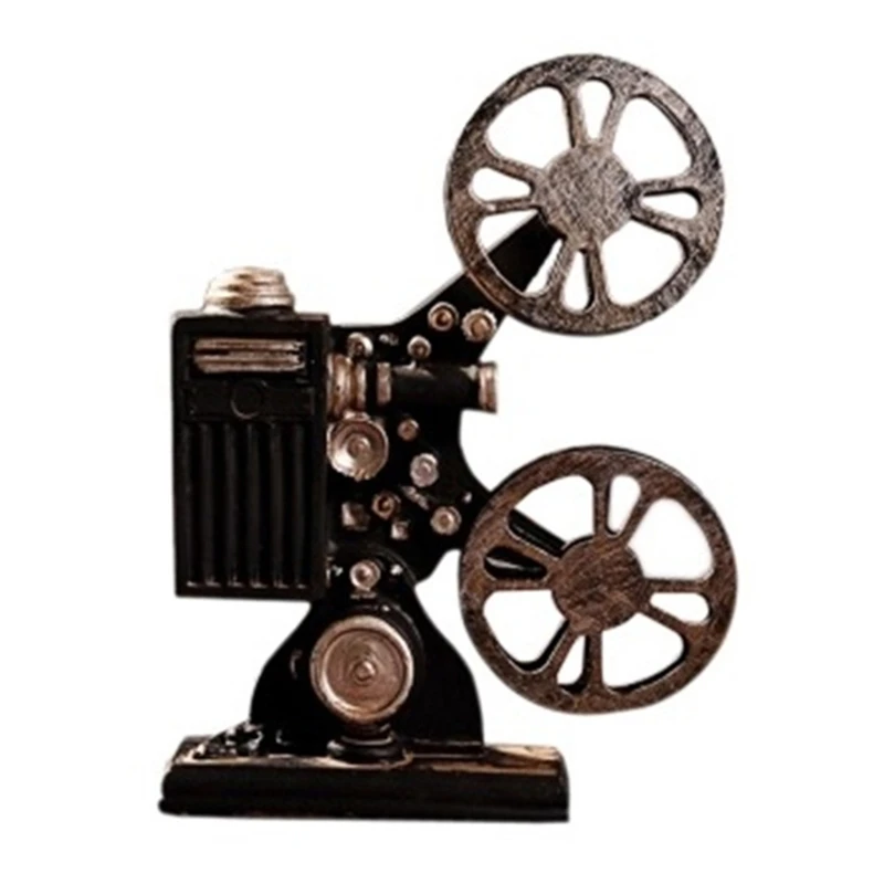 

Retro Nostalgic Movie Film Projector Model Vintage Style Resin Ornament Figurine Photo Props Collectible Sculpture Decor