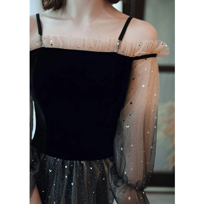 

It's Yiiya Evening Dress Elegant Black White Gradient Formal Dresses Long Plus Size Party Gowns Boat Neck robe de soiree LF032