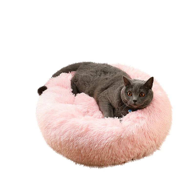 

Super Soft Dog Bed Kennel Dog Round Cat Winter Warm Sleeping Long Plush Puppy Cushion Mat Dog House Bed Portable Cat Supplies