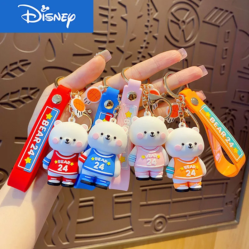 

Cartoon Cute Keychain Epoxy No. 24 Jersey Bear Key Chain Couple Trend Personality Car Keyring Fashion Bag Pendant