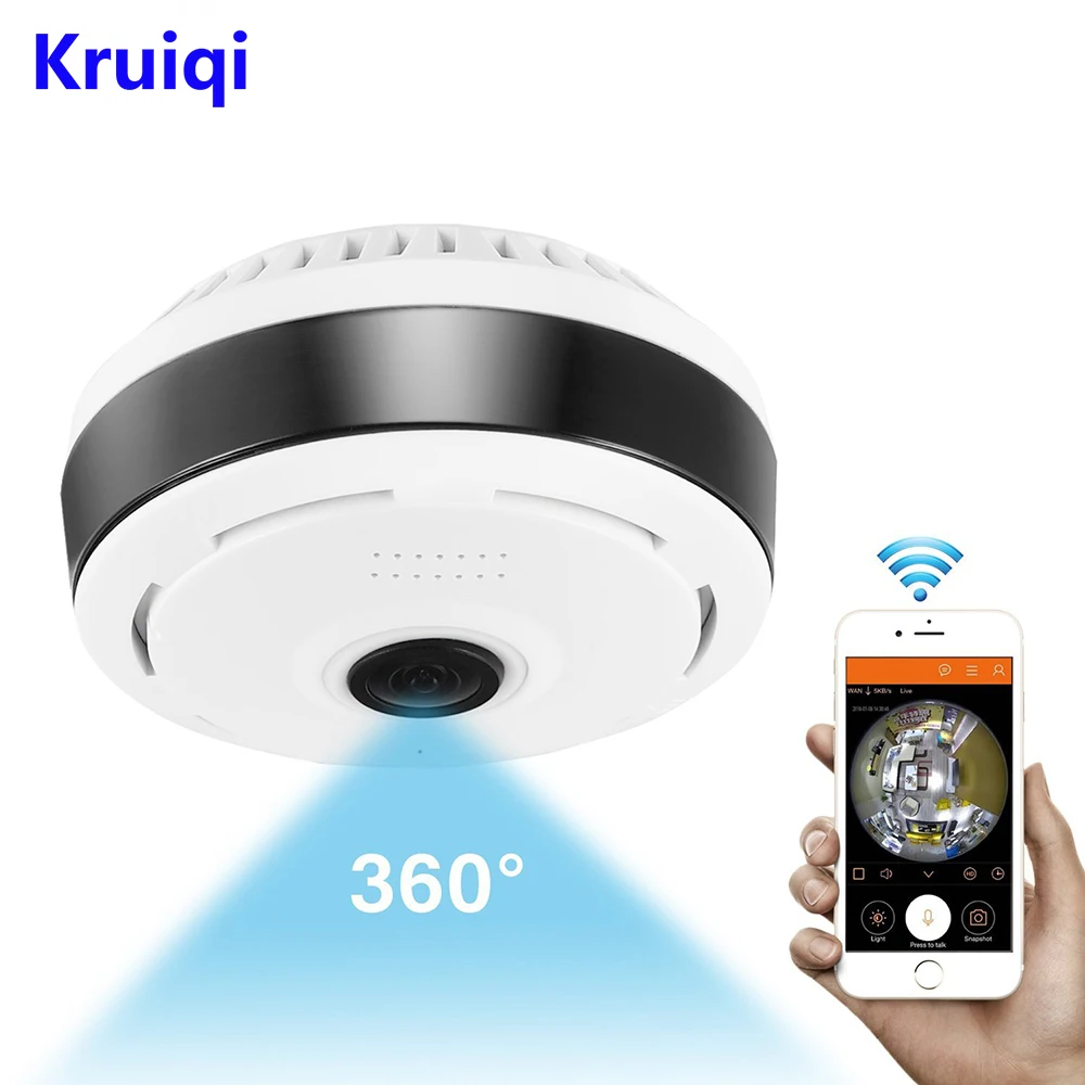 Беспроводная мини камера видеонаблюдения Kruiqi Wi Fi IP 1080P 360 градусов 2 Мп PTZ IP|Камеры