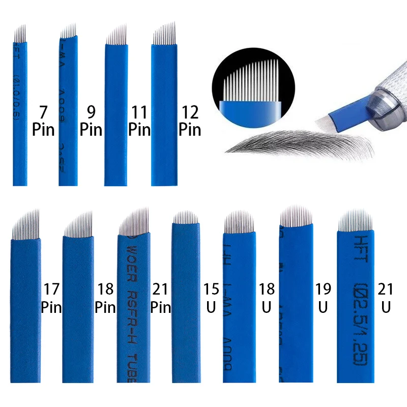 

Wholesale Microblading 0.18mm Tebori Blades Needles Sterilized Micro Needle Nano Blade 18U for Manual Eyebrow Tattoo Makeup Tool