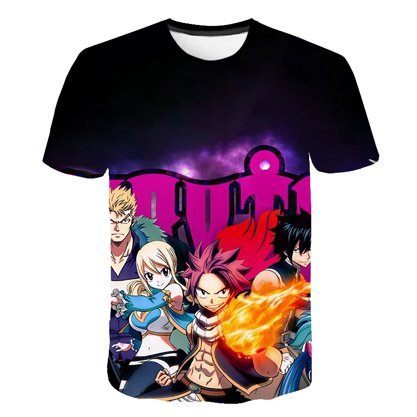 

World of Magic FAIRY TAIL Japan Anime Children Chothes Boys Girls Summer Cartoon Funny 3D Print T-shirt Kids Short Sleeve Tees