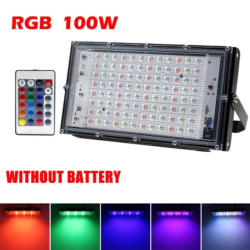 

Светодиодный RGB-прожектор, 50 Вт, 100 Вт, В переменного тока, IP65, Уличный настенный рефлектор, водонепроницаемый садовый прожектор, освещение