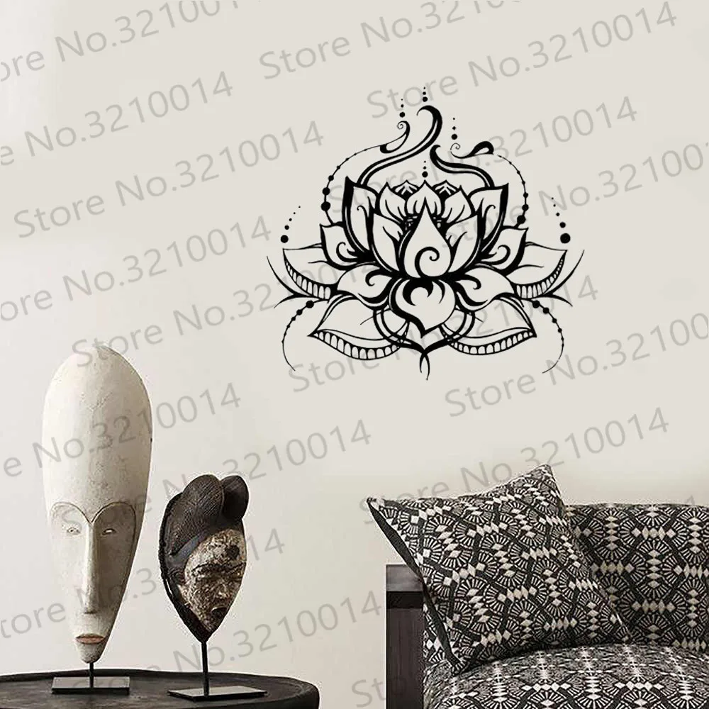 Лотос Наклейка на стену виниловая наклейка Йога индийский узор фрески спальня
