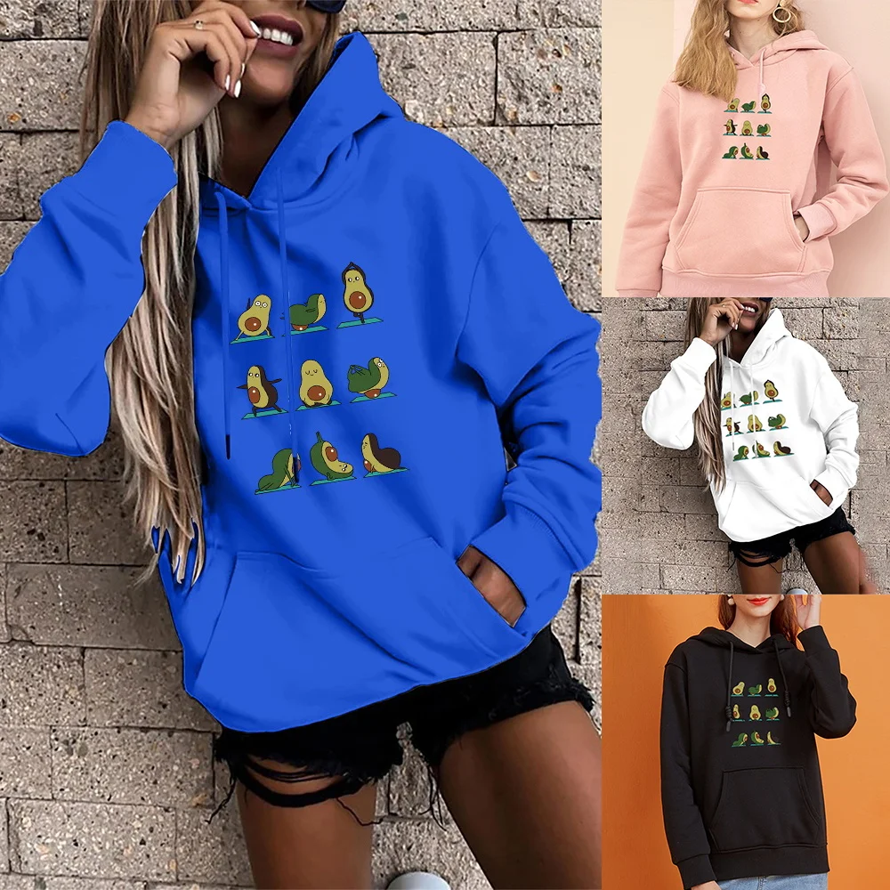 

Women's Fashion Hoodies Oversized Loose Pockets Long Sleeve Base Sports Hoodie Avocado Print Girls Harajuku Sports Pullover