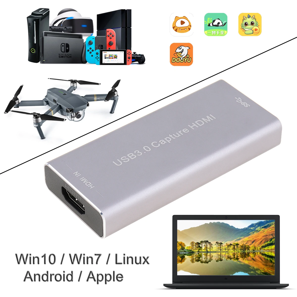 1080P 60FPS USB3.0 UVC HD карта видеозахвата HDMI/SDI 1080P HD коробка видеозахвата с высокоскоростным интерфейсом и дизайном без шнуровки