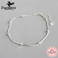 trustdavis genuine 925 sterling silver sweet fashion snake chain bracelet anklets for women sterling silver jewelry gift ds2398