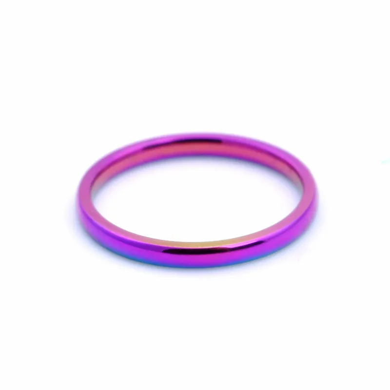 

New Personality Exquisite Men and Women Colorful Glare Rainbow Ring 2mm Ins Cold Wind Fashion Trend Simple Jewelry Wholesale