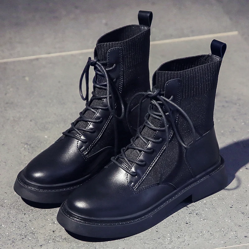 Модные новые женские зимние ботинки водонепроницаемые ботильоны на шнуровке для